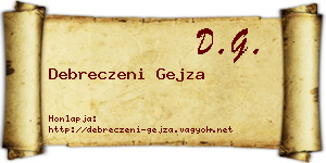 Debreczeni Gejza névjegykártya